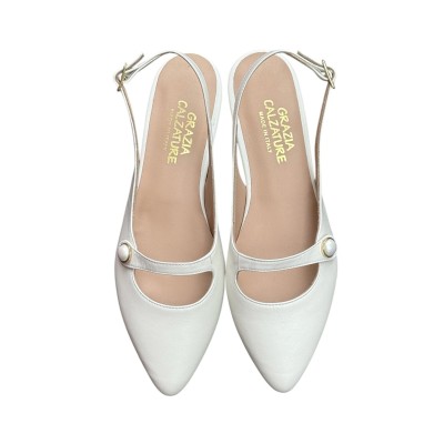 slingback Tokyo in pelle bianco