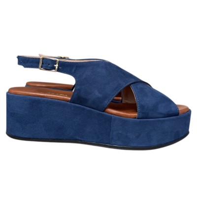 sandalo Easy in camoscio blu