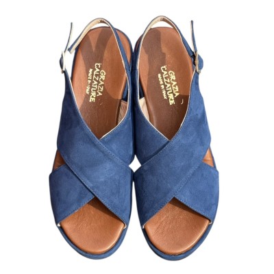sandalo Easy in camoscio blu