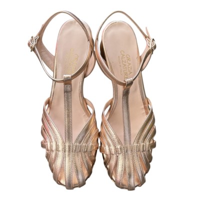 sandalo Zante in pelle oro rosa