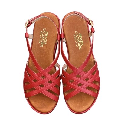 sandalo Nizza in pelle rossa