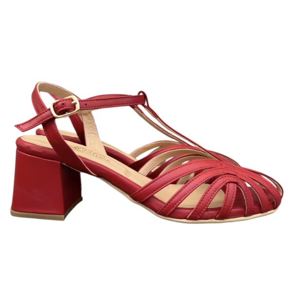 sandalo Zante in pelle rosso