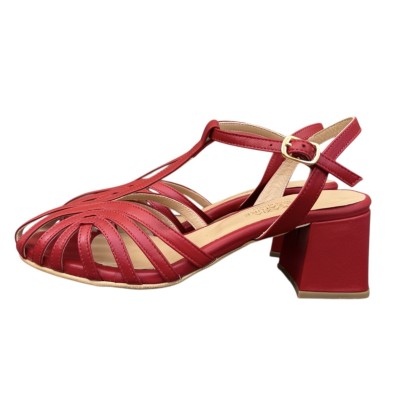 sandalo Zante in pelle rosso