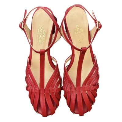 sandalo Zante in pelle rosso