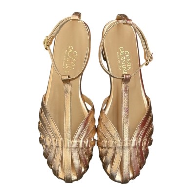 sandalo Atene in pelle oro rosa