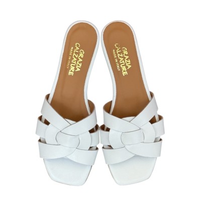 ciabattina Dory in pelle bianco