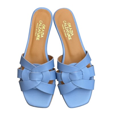 ciabatta Dory in pelle azzurra