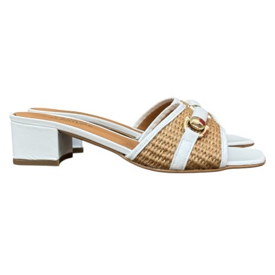 scalzatina Futura in pelle e rafia bianco