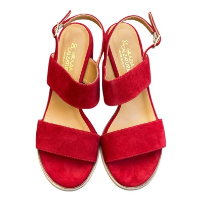 sandalo Taormina in camoscio rosso