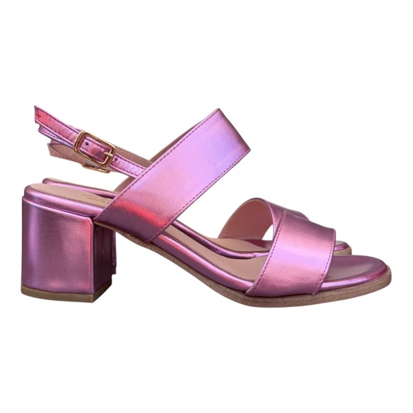 sandalo Taormina in pelle laminata fucsia