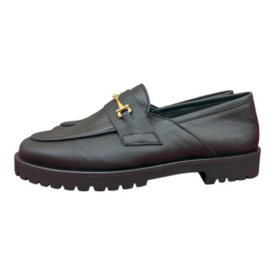 mocassino Holly in pelle nero  con morsetto