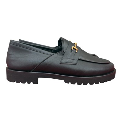 mocassino Holly in pelle nero  con morsetto