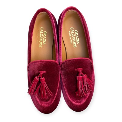 mocassino Elettra in velluto bordeaux