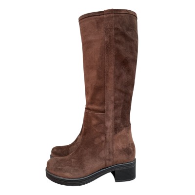 stivale Alice in camoscio marrone