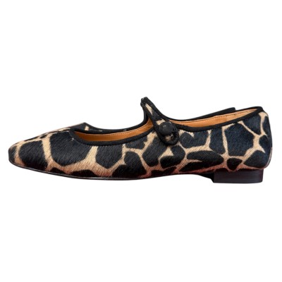 ballerina Chiara in pelle animalier giraffa fondo crema
