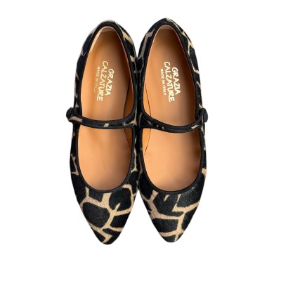 ballerina Chiara in pelle animalier giraffa fondo crema