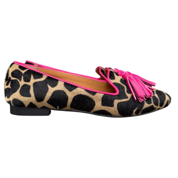 ballerina Grazia in pelle animlier giraffa profilo fucsia
