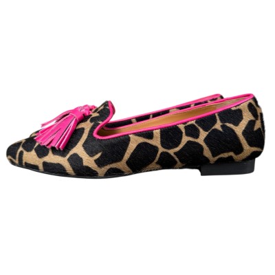 ballerina Grazia in pelle animlier giraffa profilo fucsia