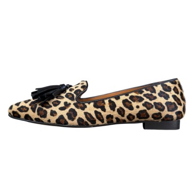 ballerina Grazia in pelle animalier maculato piccolo profilo nero