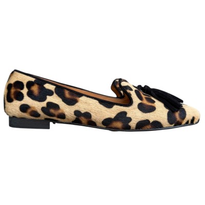 ballerina Grazia in pelle animalier maculato profilo nero