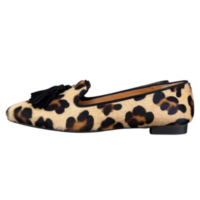 ballerina Grazia in pelle animalier maculato profilo nero