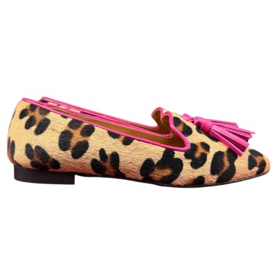 ballerina Grazia in pelle animalier maculato profilo rosa