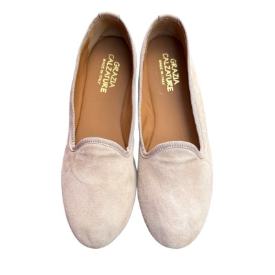 friulana Jasmine in camoscio beige lavorazione artigianale