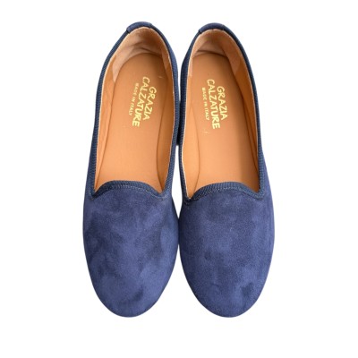 friulana Jasmine in camoscio blu lavorazione a sacchetto