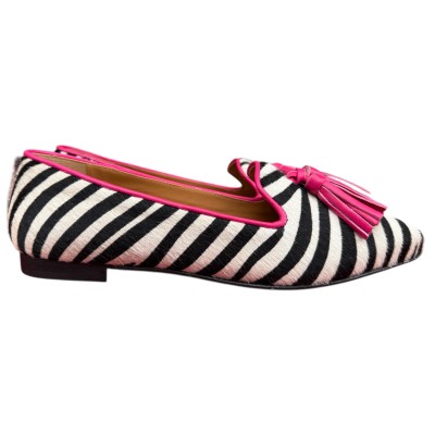 ballerina Grazia in pelle animalier zebra profilo fucsia