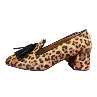 mocassino Loren in pelle animalier maculato