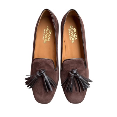 mocassino Loren in camoscio cioccolato