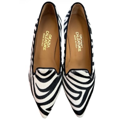 decollete Venere in pelle animalier zebrato