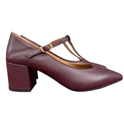 decollete Parternope in pelle borgogna