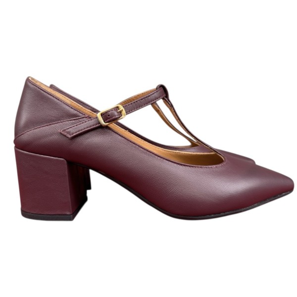 decollete Parternope in pelle borgogna