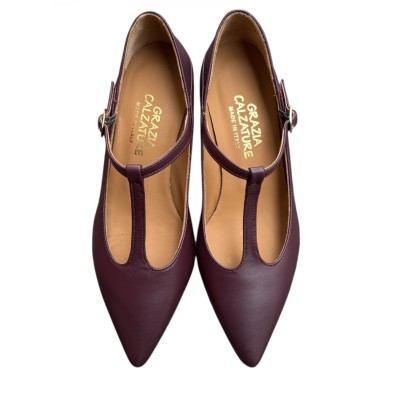 decollete Parternope in pelle borgogna