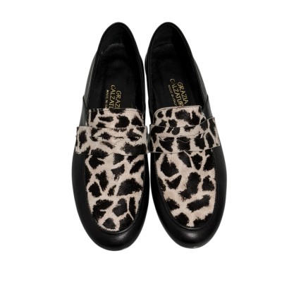 mocassino Benny in pelle e inserto animalier