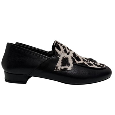 mocassino Benny in pelle e inserto animalier