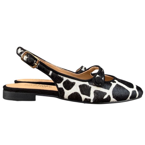 slingback Tokyo in pelle animalier giraffa fondo bianco