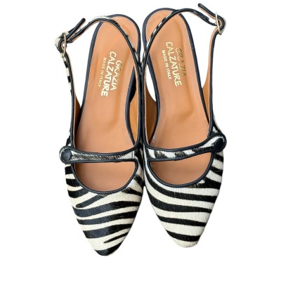 slingback Tokyo in pelle animalier zebrato