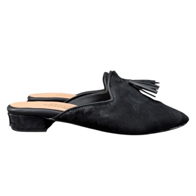 sabot Anna in pelle animalier nero