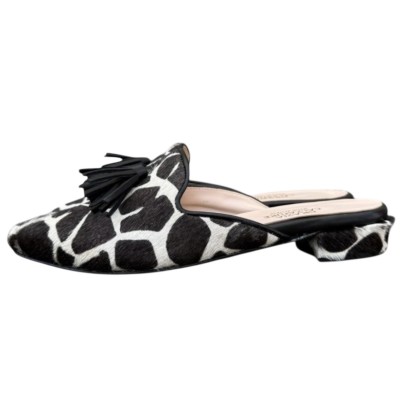 sabot Anna in pelle animalier giraffa fondo bianco