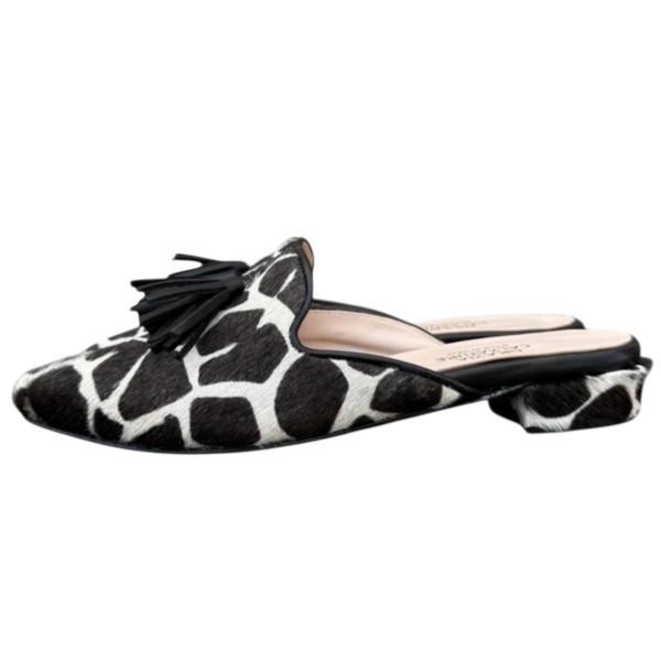 sabot Anna in pelle animalier giraffa fondo bianco
