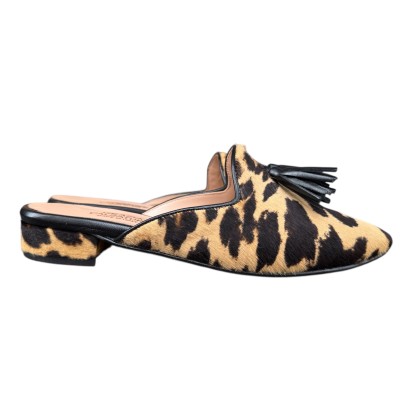 sabot Anna in pelle animalier maculato profilo nero