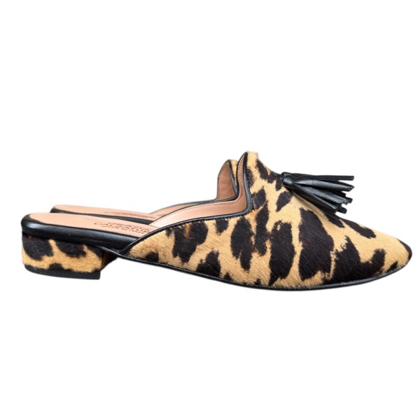 sabot Anna in pelle animalier maculato profilo nero