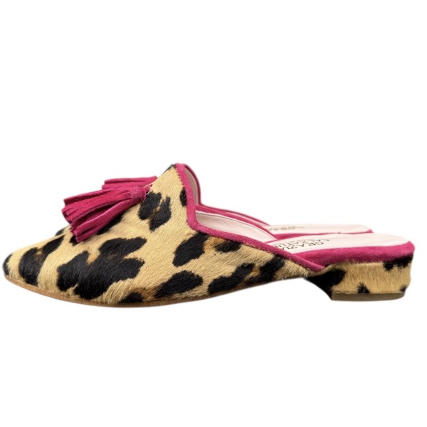 sabot Anna in pelle animalier maculato profilo rosa