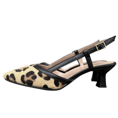 slingback Sole in pelle animalier maculato