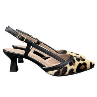 slingback Sole in pelle animalier maculato