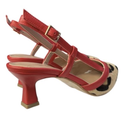 slingback Sole in pelle animalier maculato