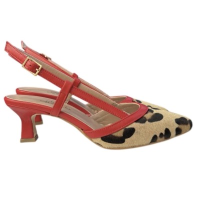 slingback Sole in pelle animalier maculato