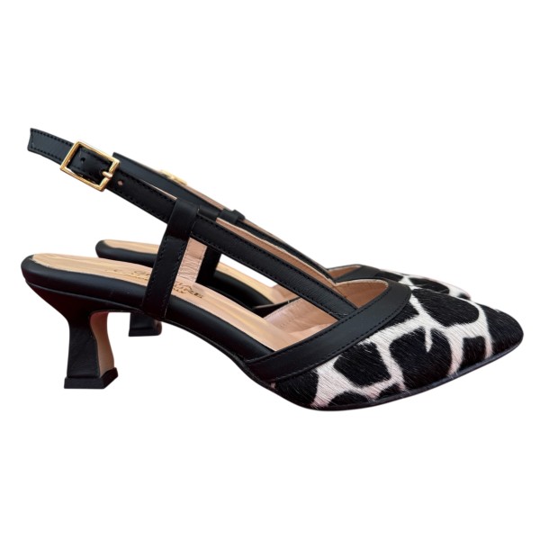 slingback Sole in pelle animaler giraffa